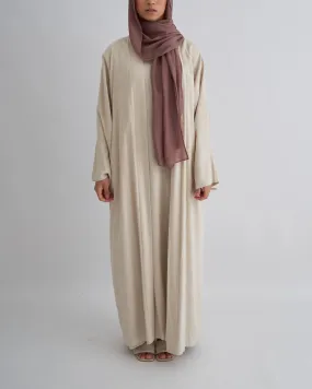 2PC Aya Linen Abaya Set - Sand