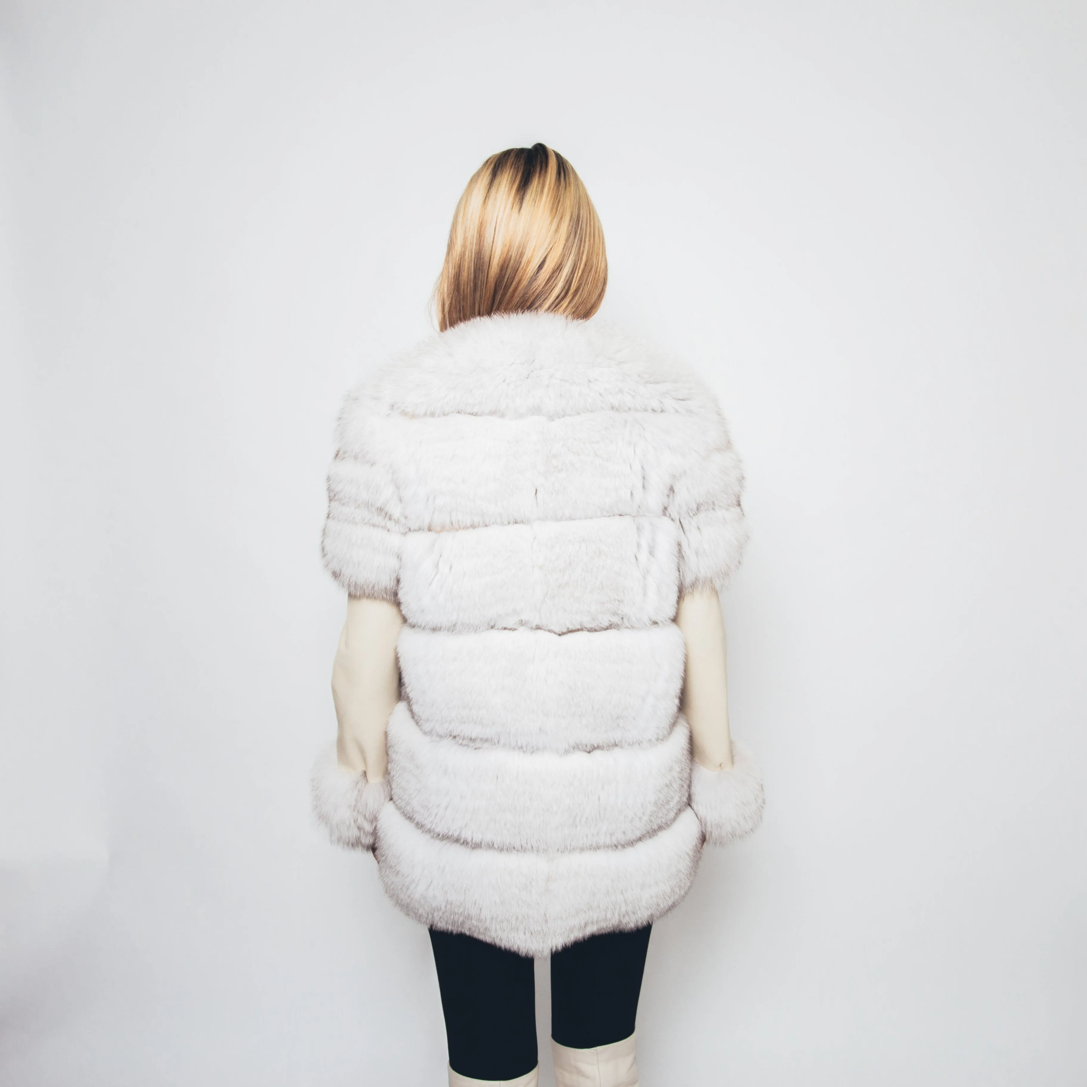 60 | Natural Fox Fur With Leather Sleeves