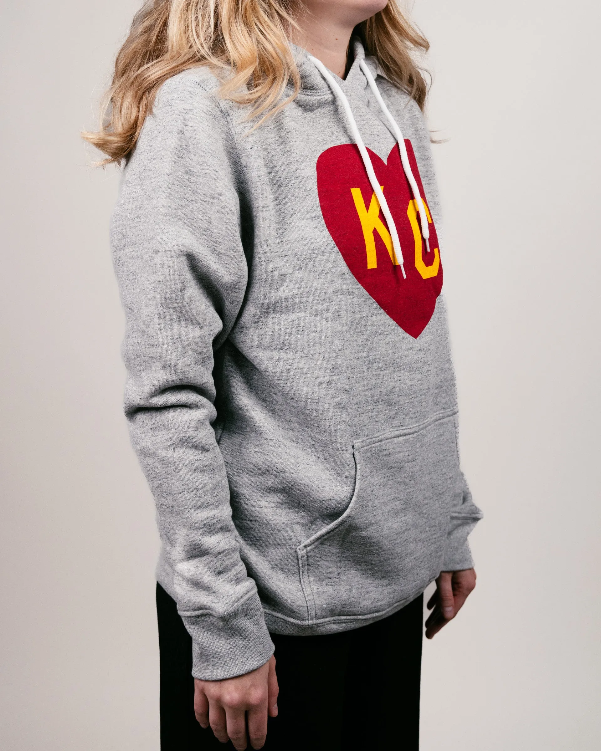 Athletic Grey & Red KC Heart Hoodie