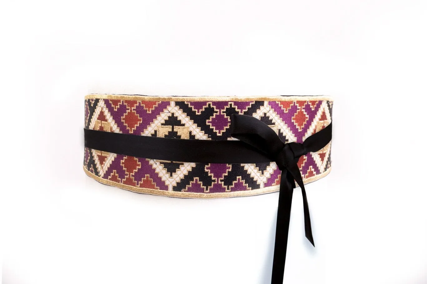 Balouch Belt - Black, Brick & Purple