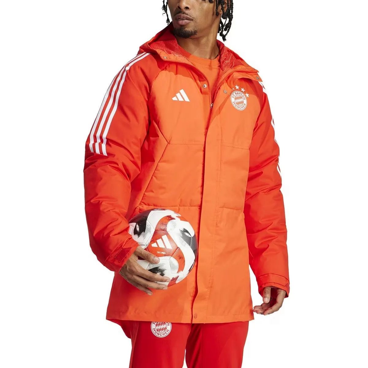 Bayern Munich soccer light red parka down jacket 2024 - Adidas