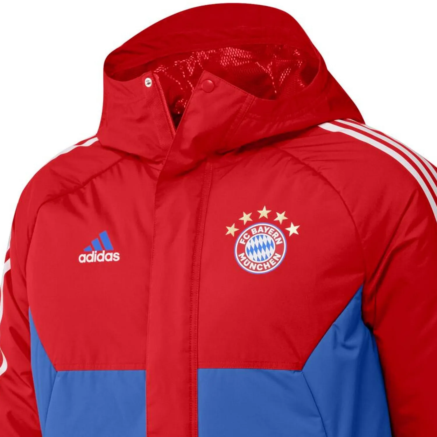 Bayern Munich Soccer parka down jacket 2023 red/blue - Adidas