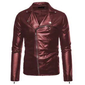 Biker Faux Leather Button Decorated Jacket