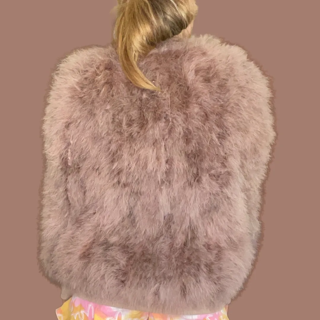 Birds Of A Feather Bailie Ostrich Feather Jacket - Mocha Brown