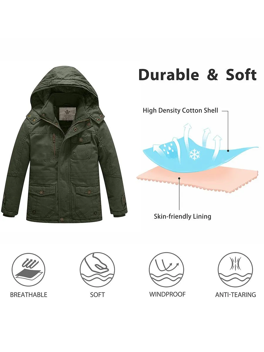 Boy's & Girl's Cotton thick sherpa lined Jacket with Removable Hood