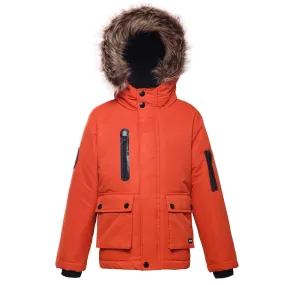 Boys' Parka Jacket with Faux Fur Insulated Hood