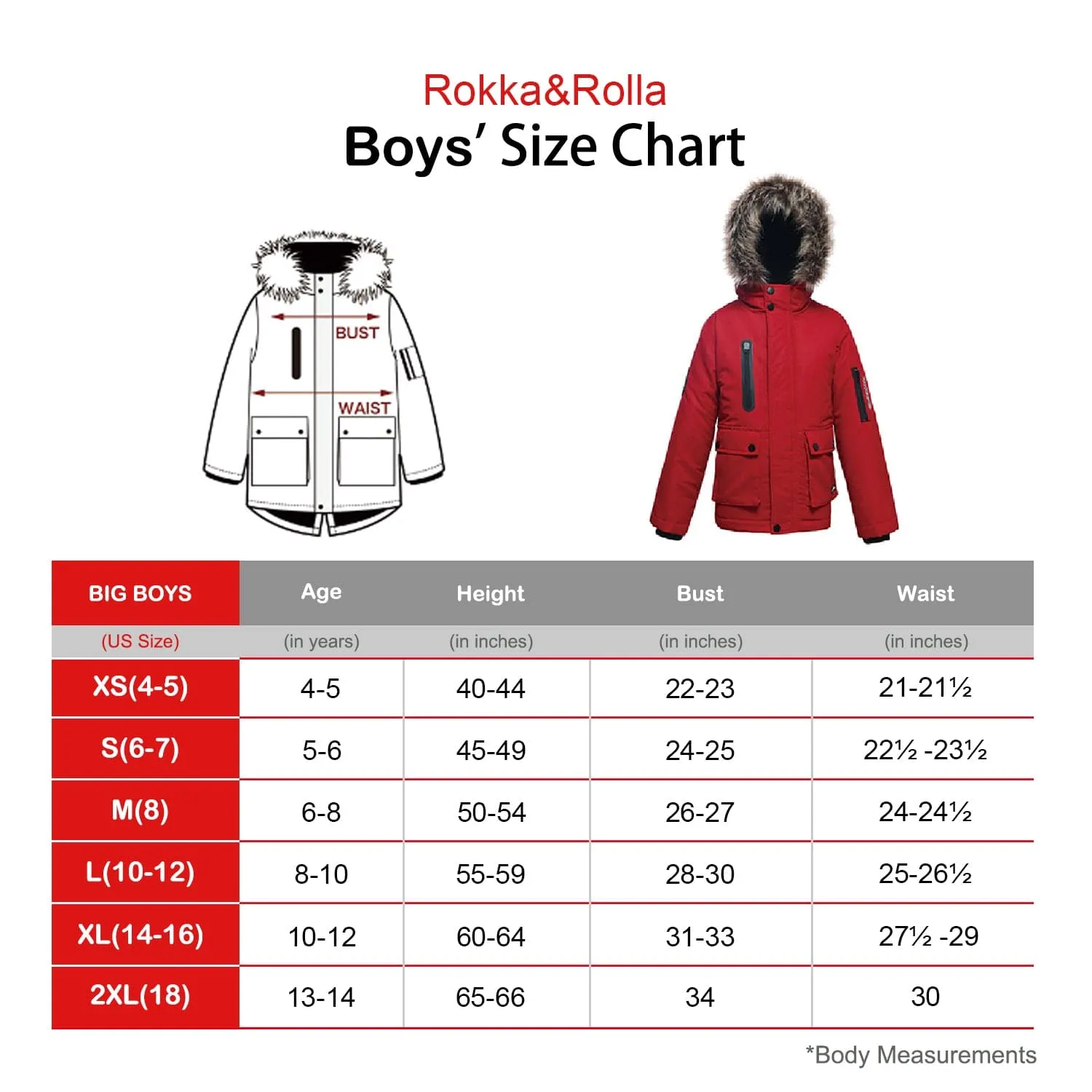 Boys' Parka Jacket with Faux Fur Insulated Hood