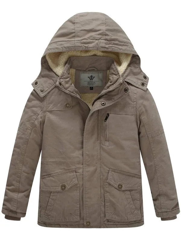 Boy's Winter Thicken Cotton Coat Heavy Sherpa Lined Hooded Parka Jacket