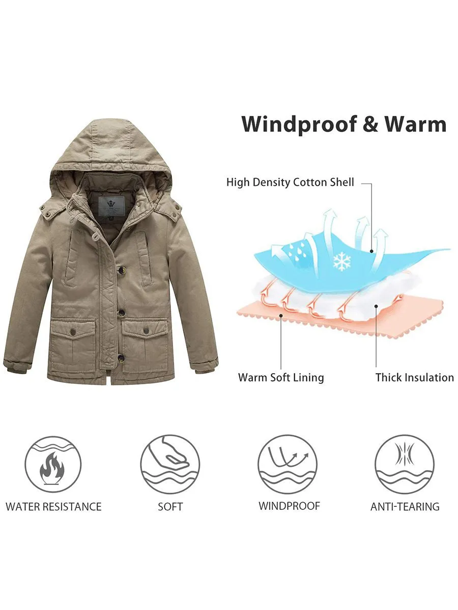 Boy's Winter Warm Puffer Jacket Heavyweight Thicken Cotton Coat