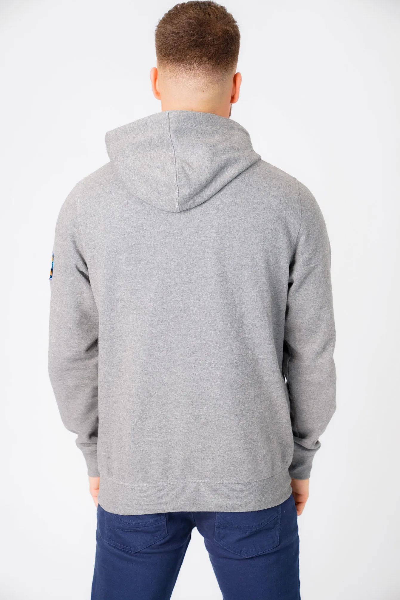 Brabyns Outdoor Motif Brush Back Fleece Pullover Hoodie In Mid Grey Marl - Tokyo Laundry