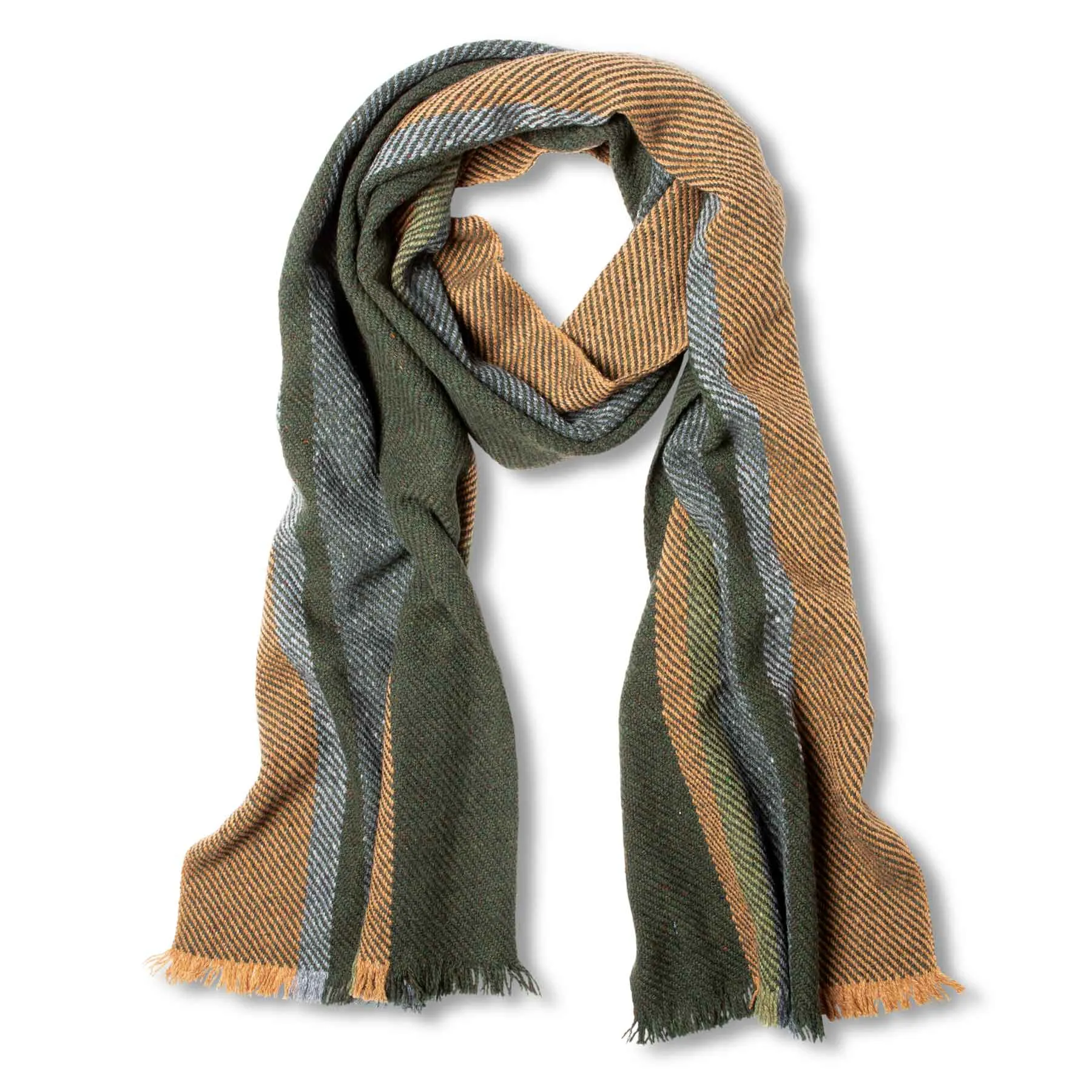 Brown and Green Stripe Scarf