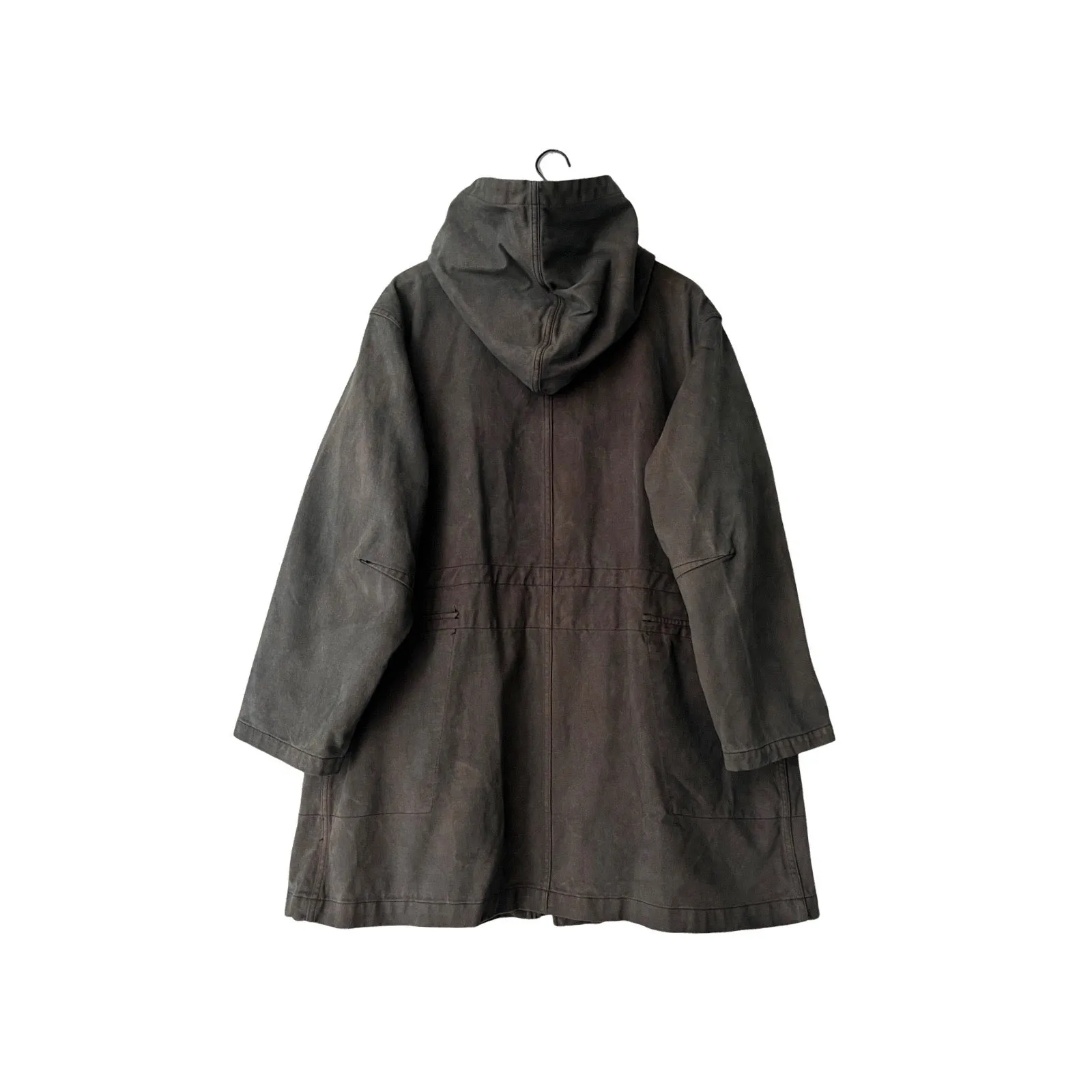 Brushed Cotton Hooded Overcoat in Seaweed / Medium