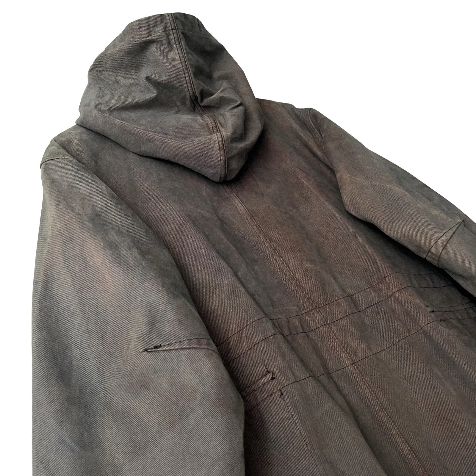 Brushed Cotton Hooded Overcoat in Seaweed / Medium