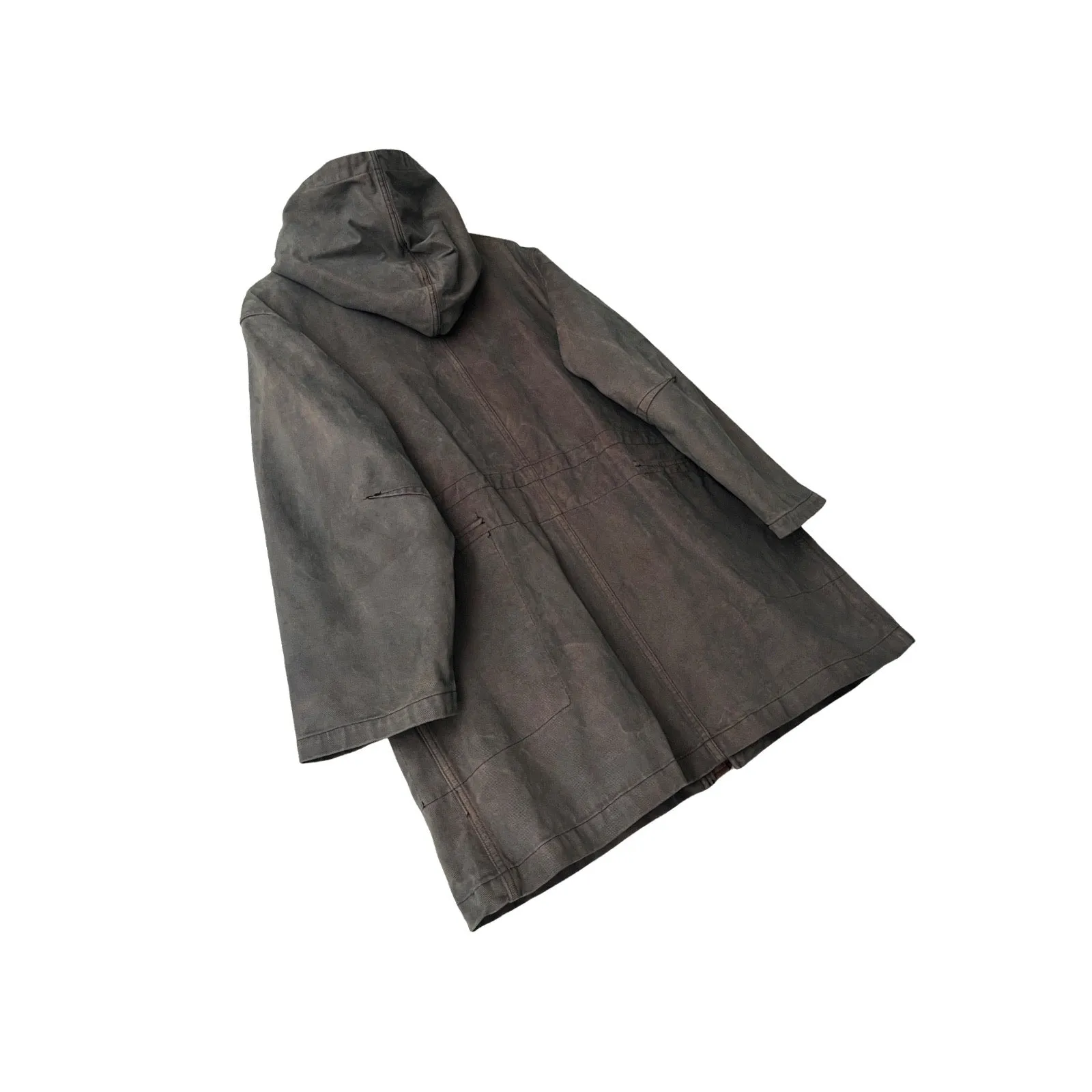 Brushed Cotton Hooded Overcoat in Seaweed / Medium