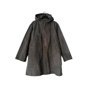 Brushed Cotton Hooded Overcoat in Seaweed / Medium