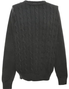 Cable Knit Navy Jumper - M