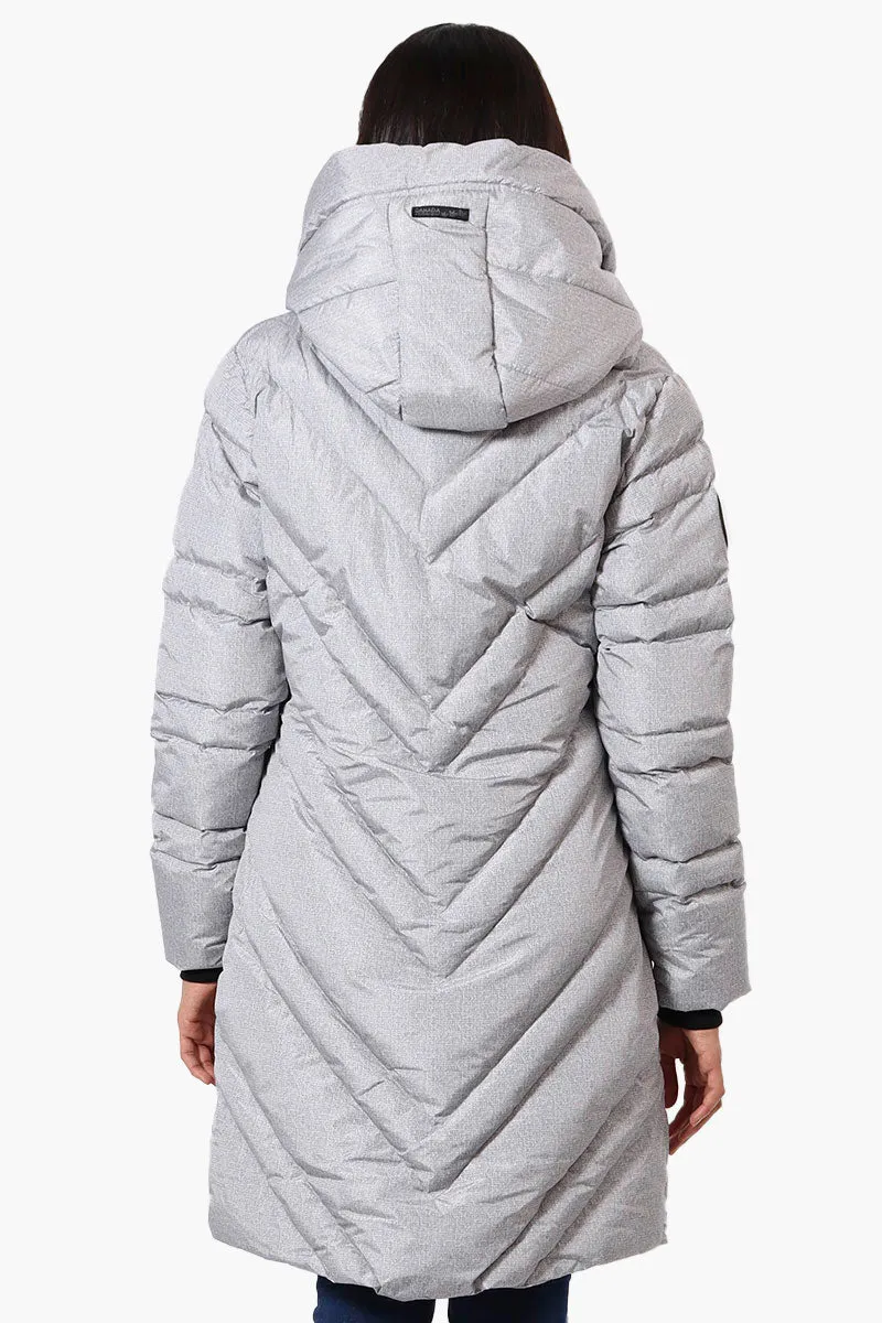 Canada Weather Gear Long Chevron Quilted Parka Jacket - Grey