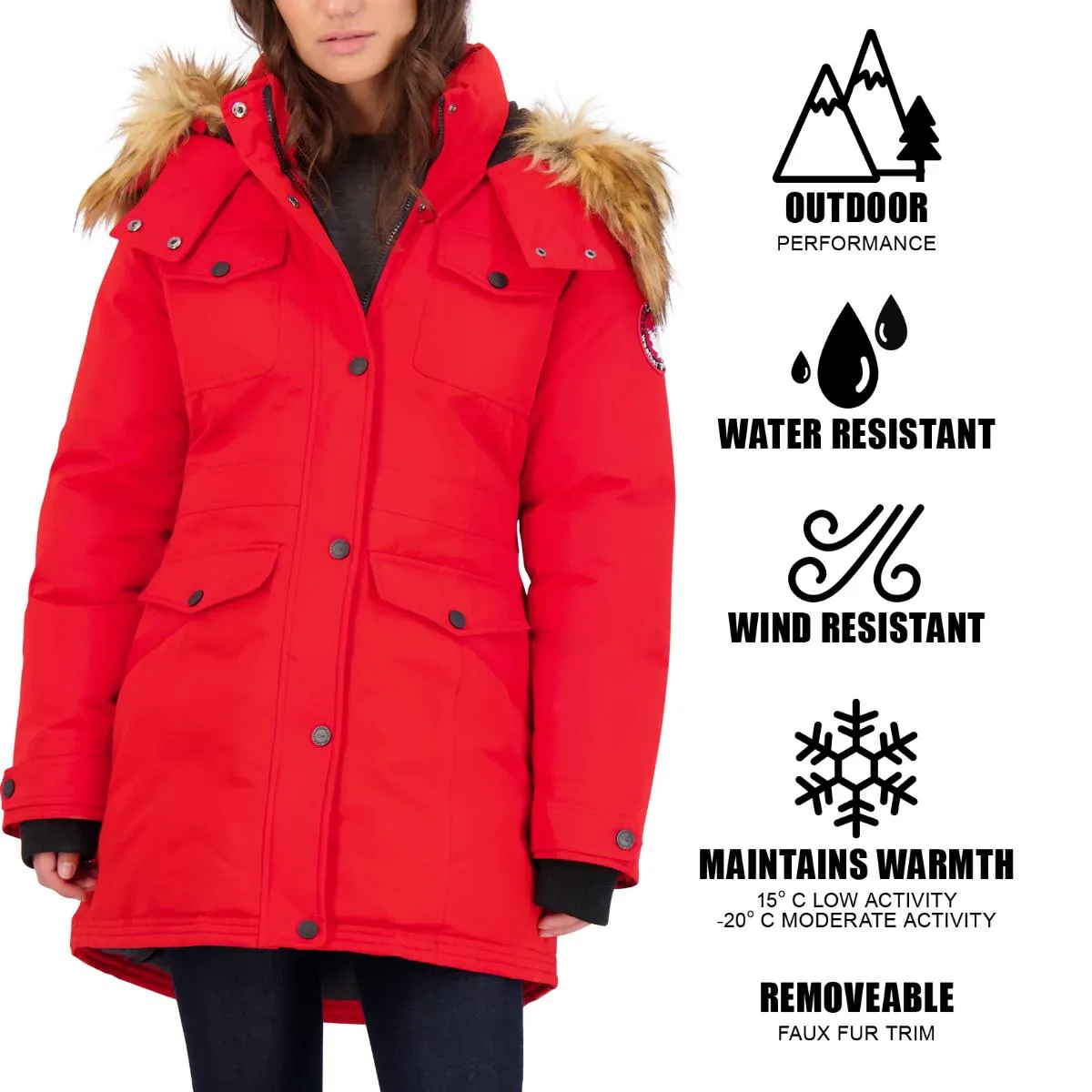 Canada Weather Gear Parka Coat for Women-Insulated Faux Fur Hooded Winter Jacket