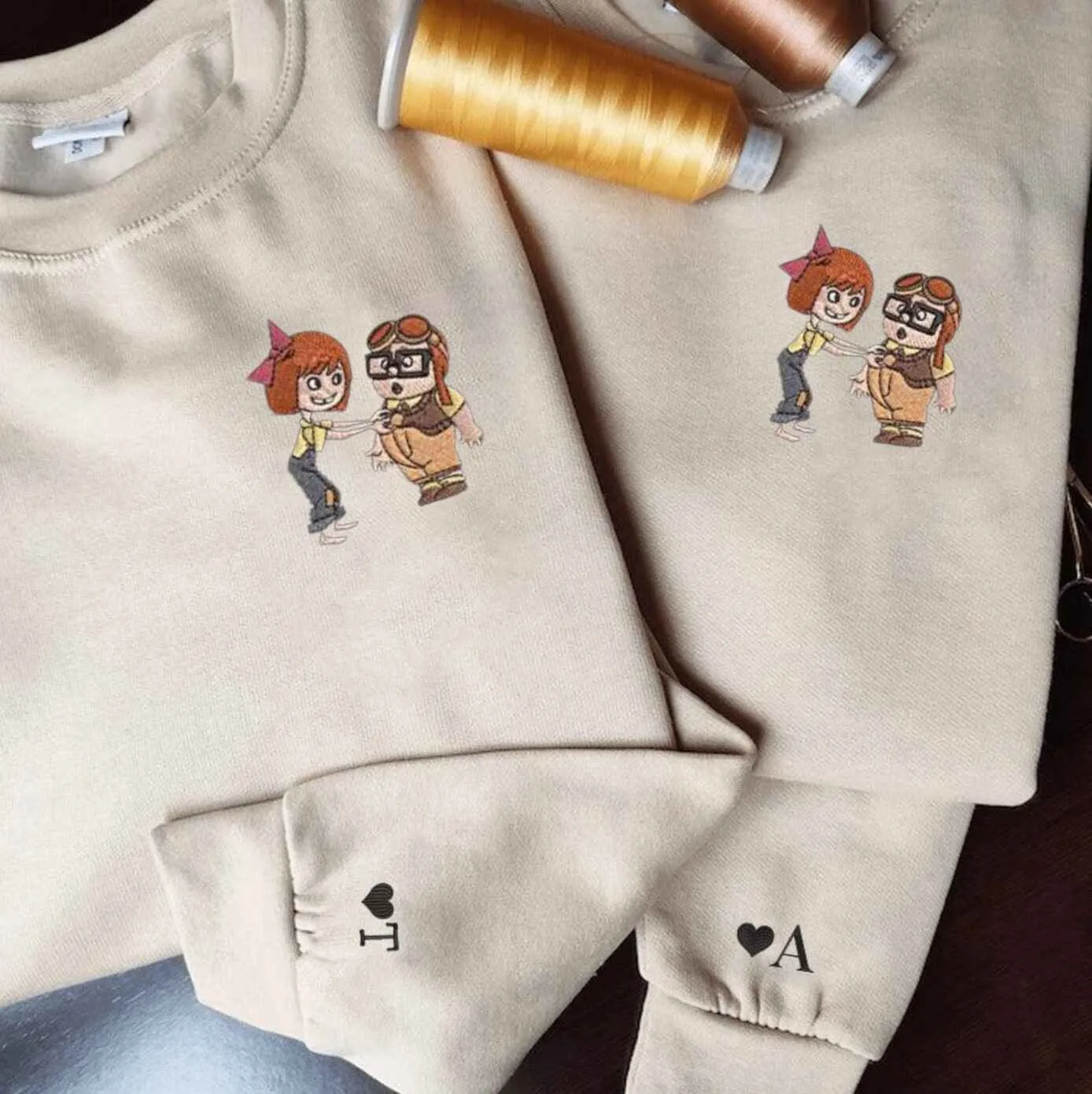 Carl x Ellie Couple Matching Hoodies - Custom Embroidered Sweatshirts For Couples