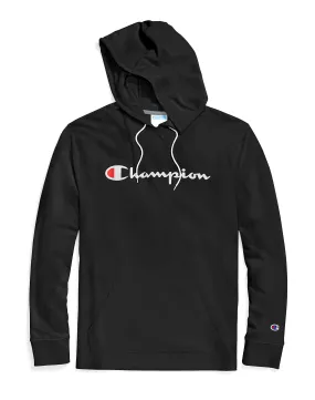 Champion Men's Hoodie Middleweight Script Logo Cotton Jersey Athletic Fit Kanga BLACK