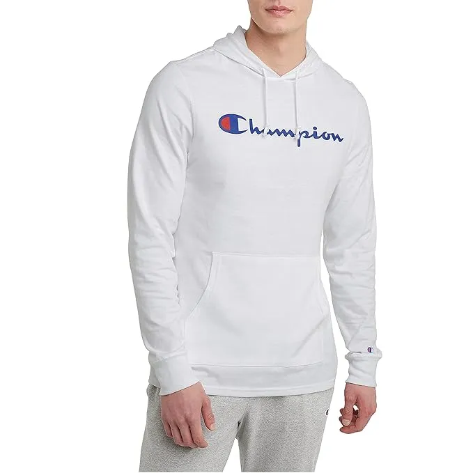 Champion Men's Pullover Graphic Script Fleece Hoodie, Gray