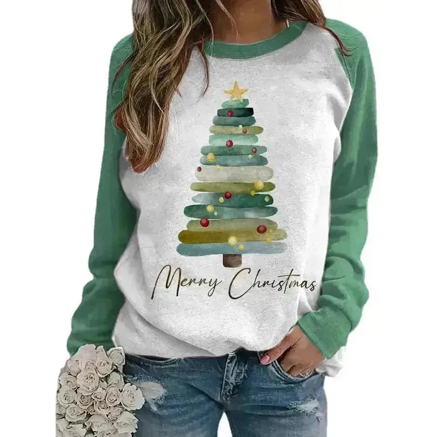 Christmas Tree 3D Digital Printing Women's Pullover Sweatshirt