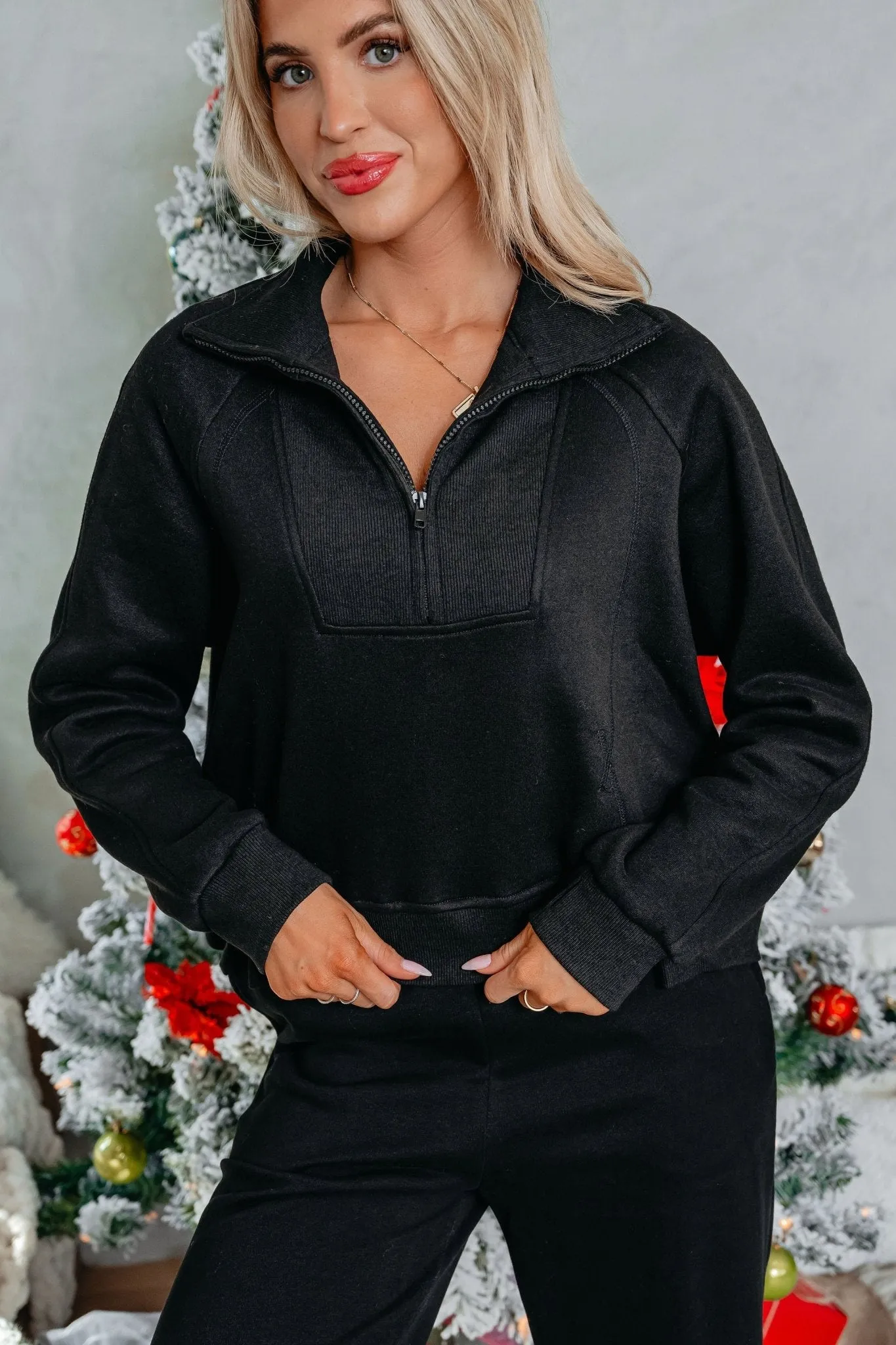 Comfort Lounge Black Half Zip Sweatshirt