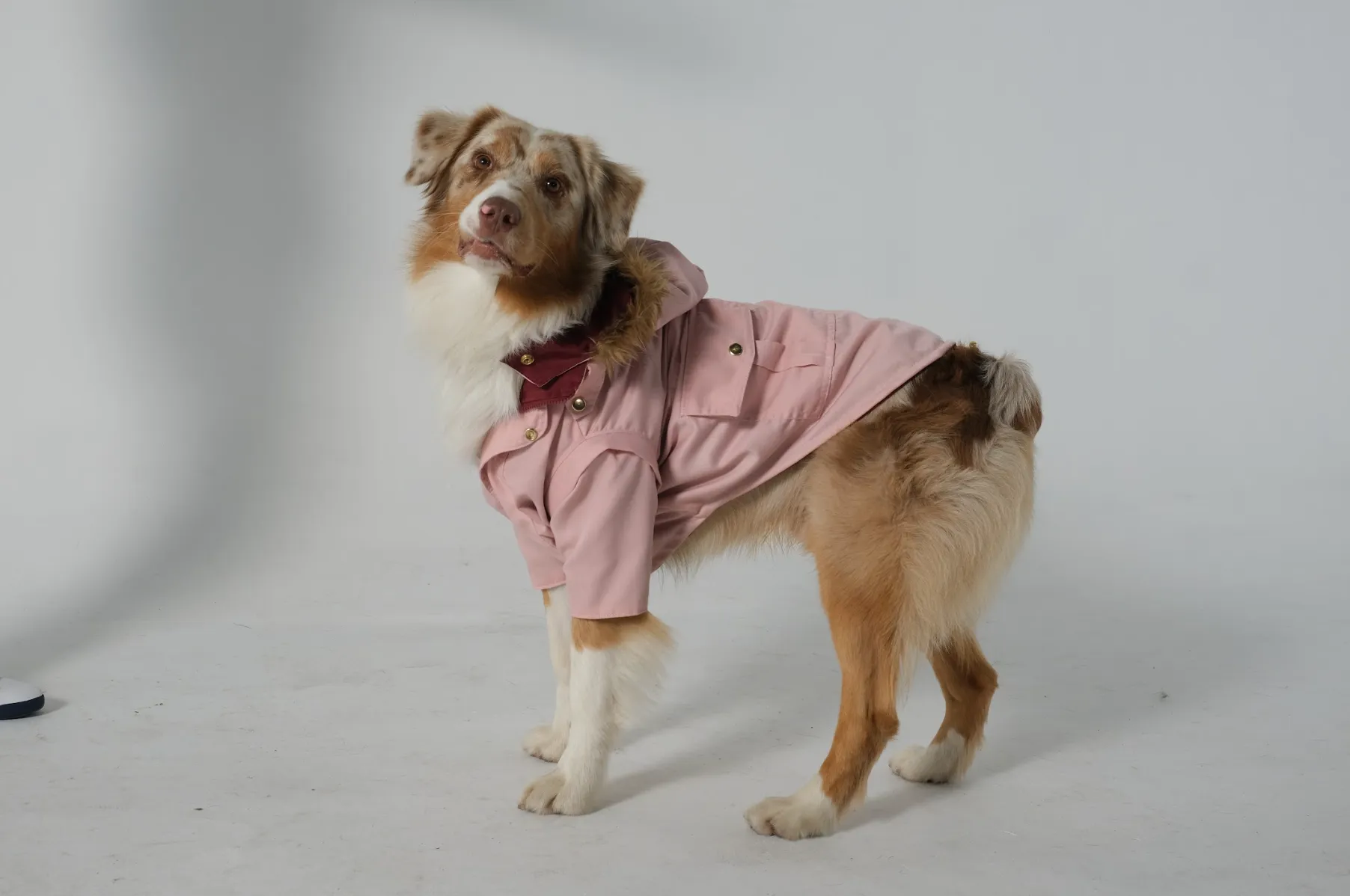 Dog Doble face Parka Military Ruby/Pink