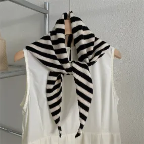 French Retro Striped Triangle Scarf