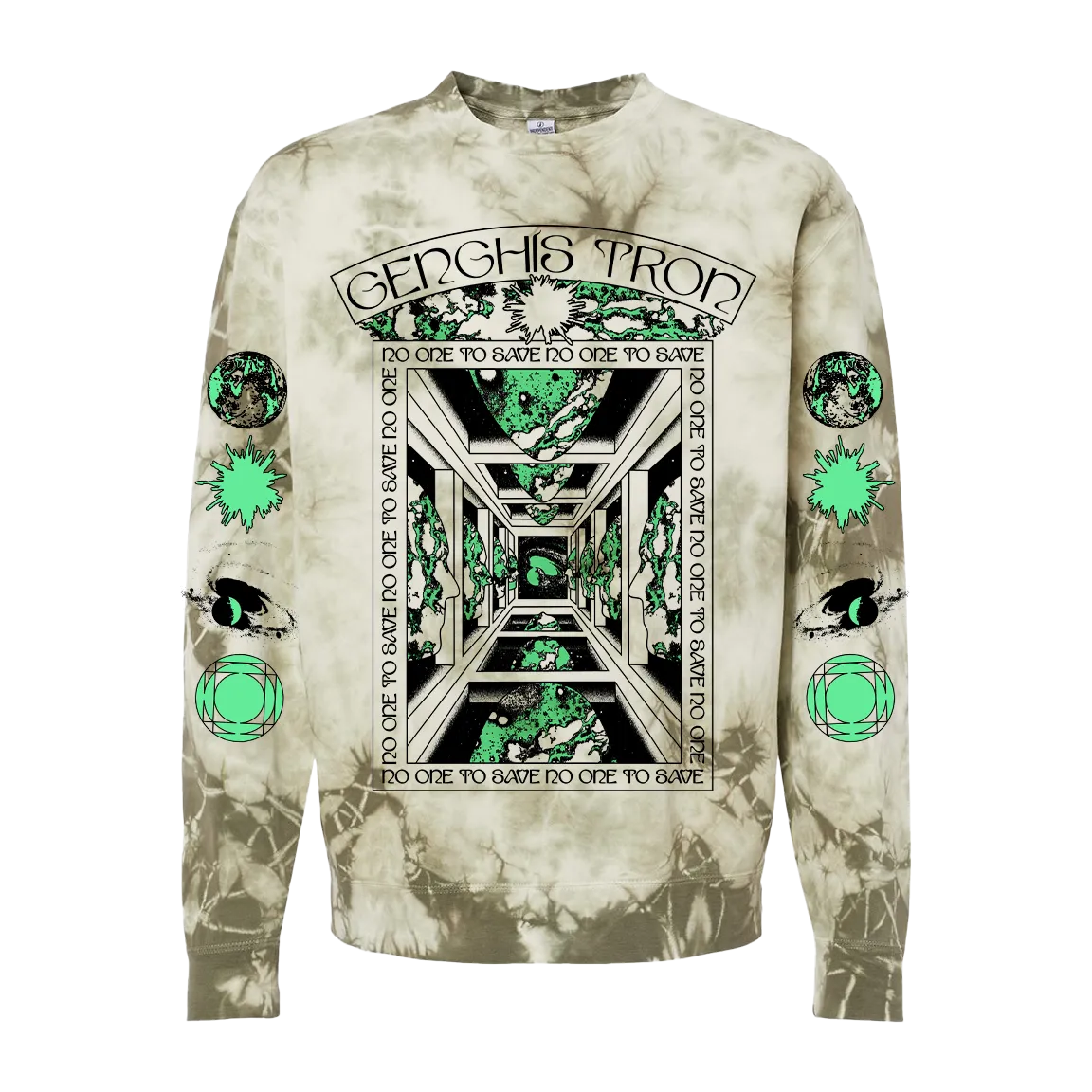 Genghis Tron "Great Mother" Premium Olive Tie-Dyed Crewneck