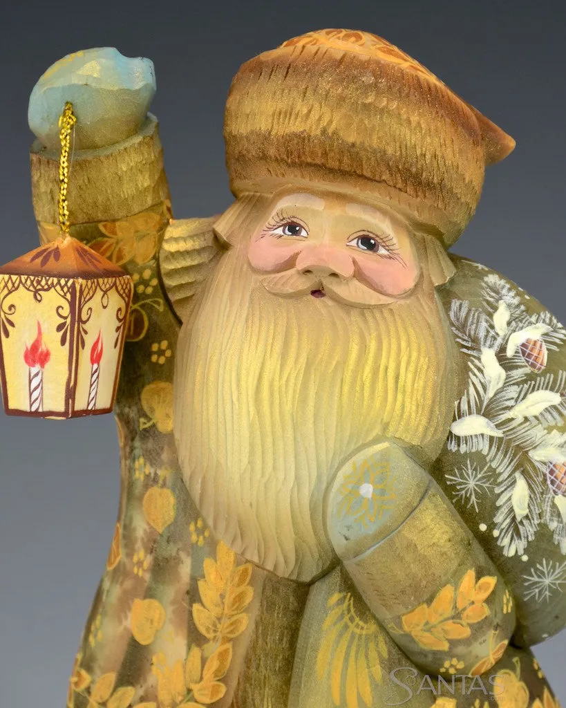 Gold Leaf Russian Santa with Lantern