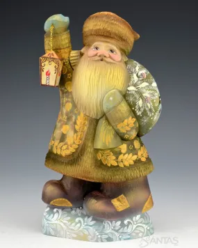 Gold Leaf Russian Santa with Lantern