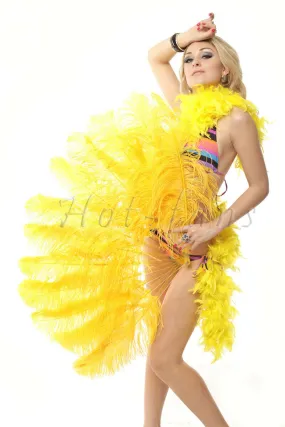 Gold Yellow Single layer Feather fan 25"x 45"