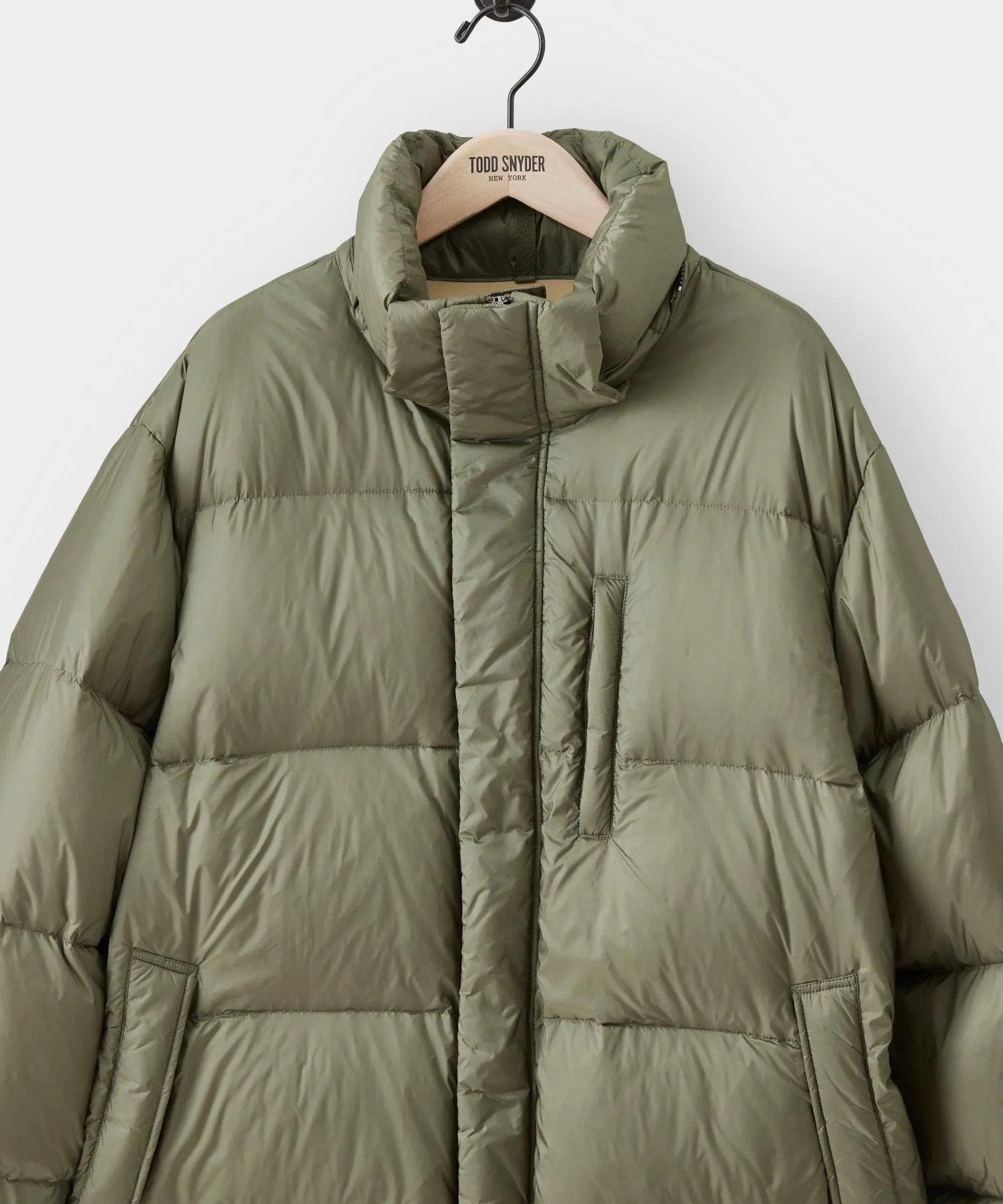 Italian Long Tech Down Parka in Olive