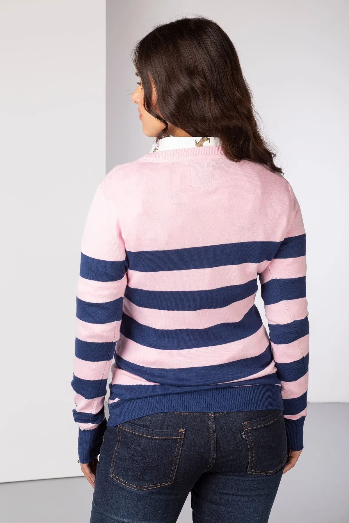 Ladies Striped Crew Neck Jumper