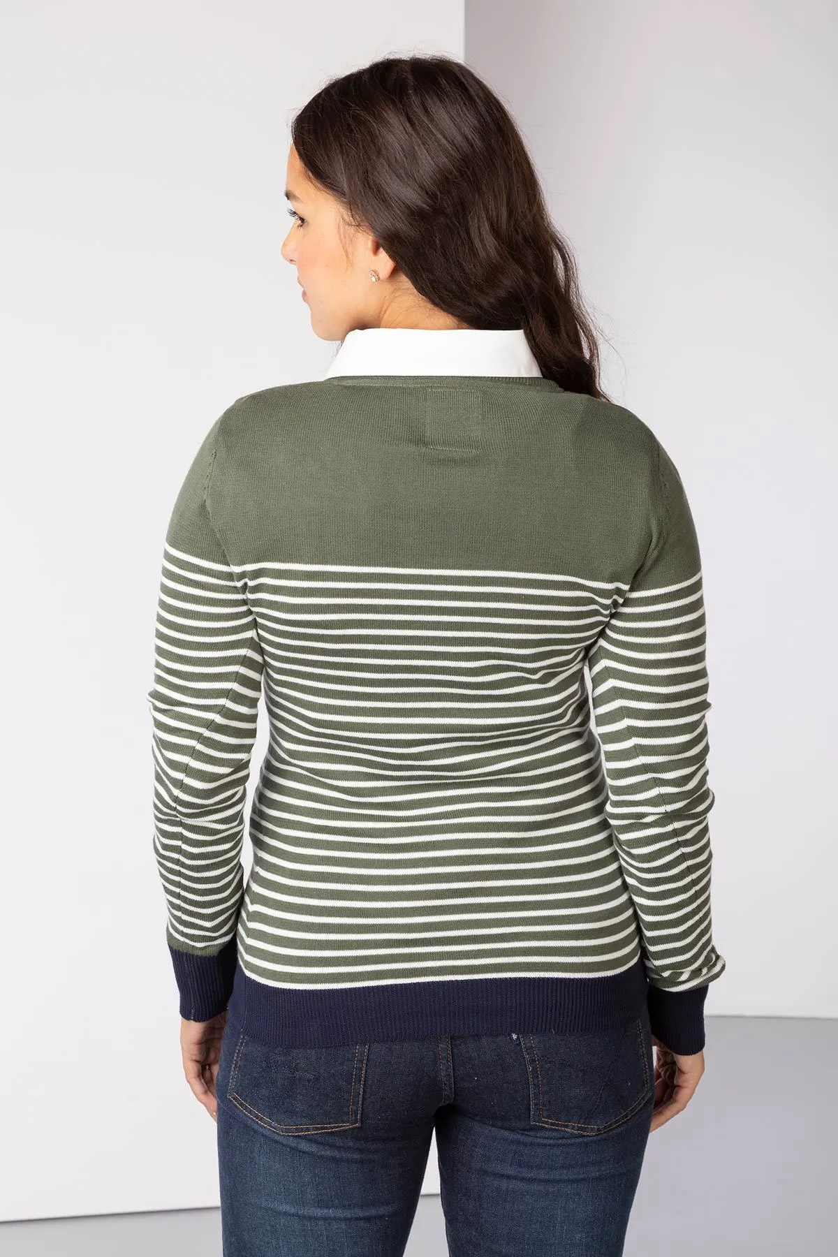 Ladies Striped Crew Neck Jumper