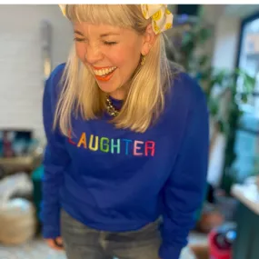 Laughter Embroidered Slogan Sweatshirt