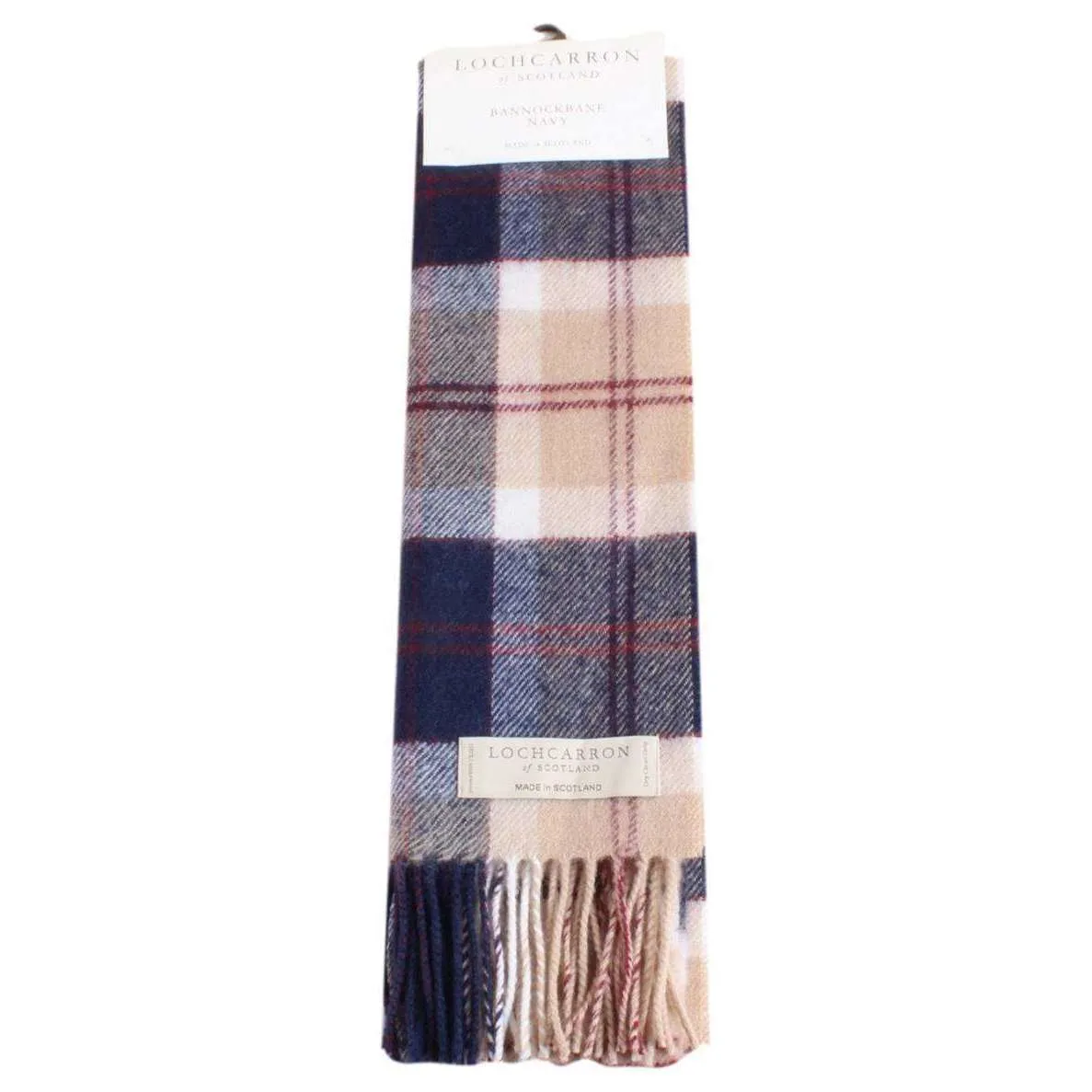 Locharron of Scotland Bannockbane Lambwool Scarf - Navy/Burgundy/Beige