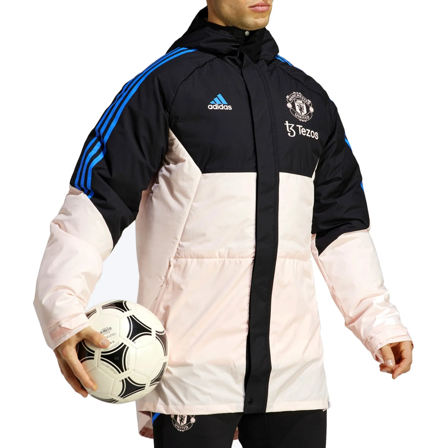 Manchester United Soccer parka down jacket 2023 pink/black - Adidas