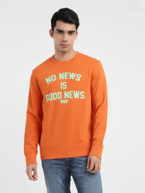 Men's Typography Crew Neck Sweatshirt Orange