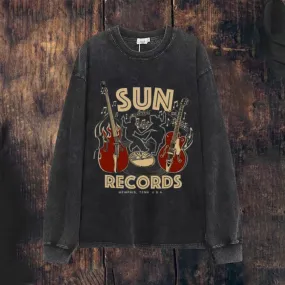 Mens Vintage Sun Records Guitar Print Sweatshirt