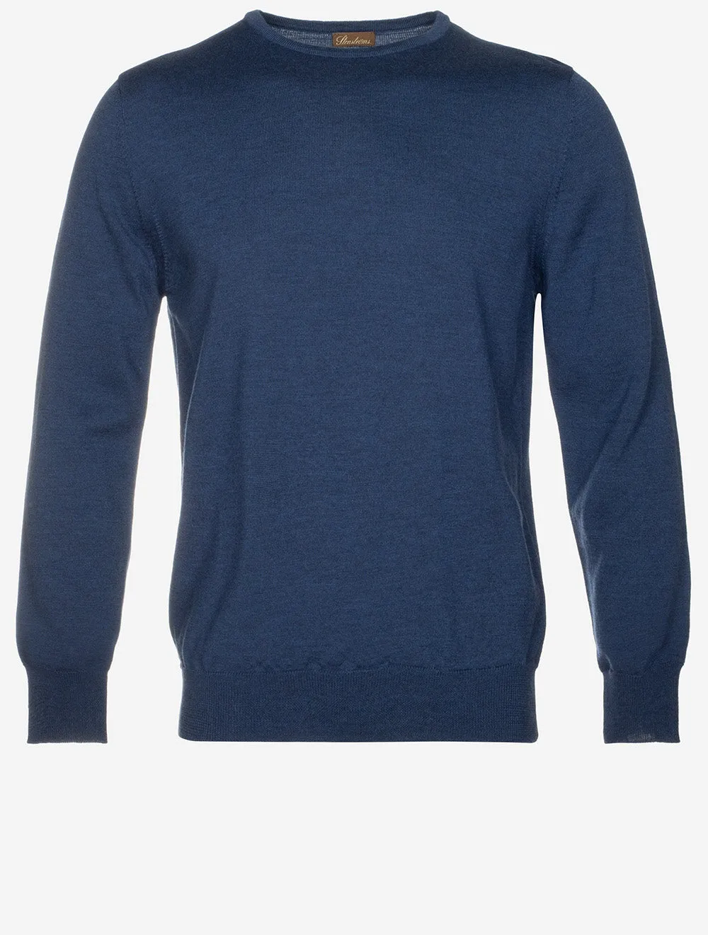 Merino Wool Crew Neck Jumper Blue