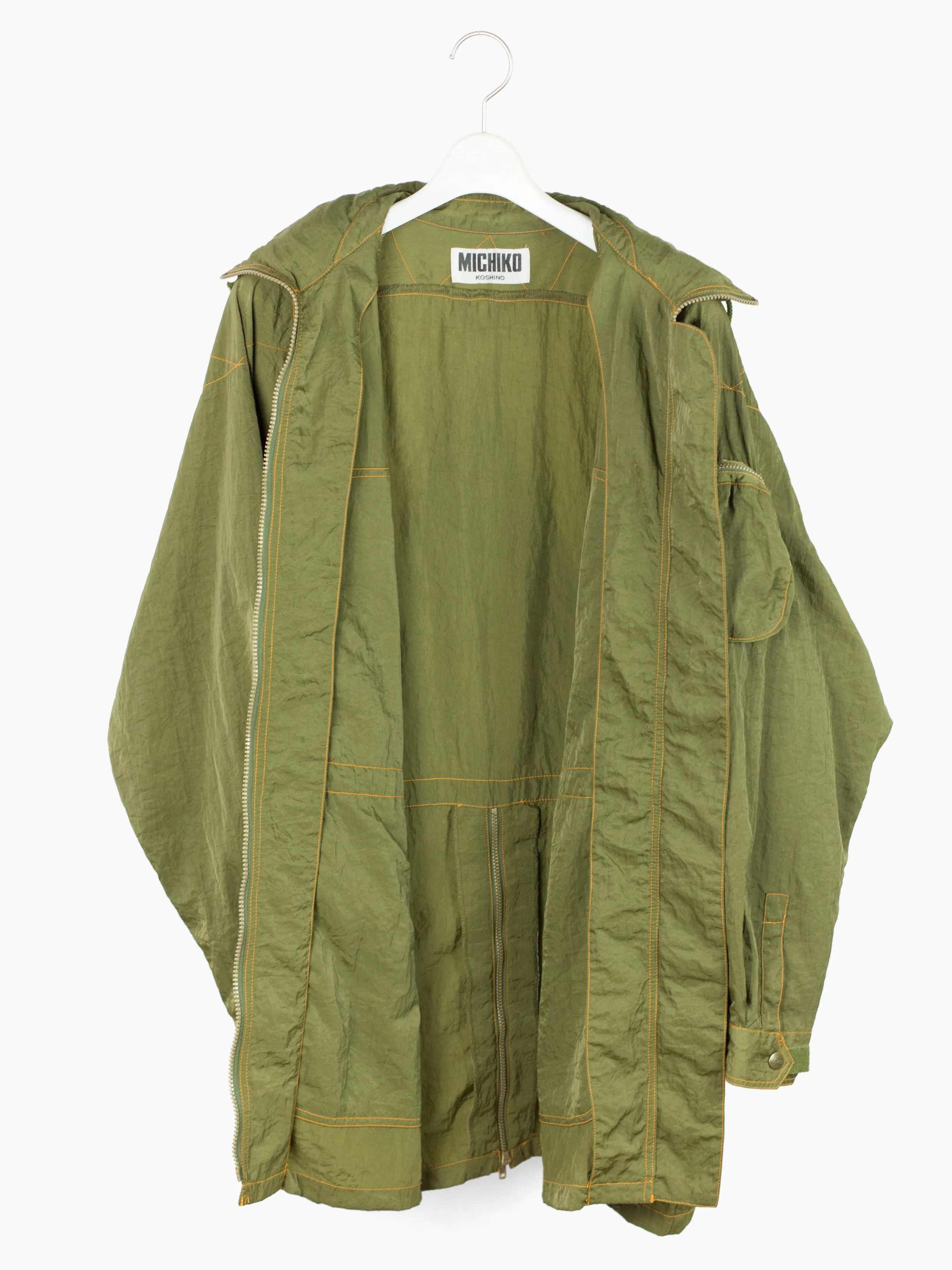 Michiko Koshino 90s Modular Crinkle Nylon utility Coat