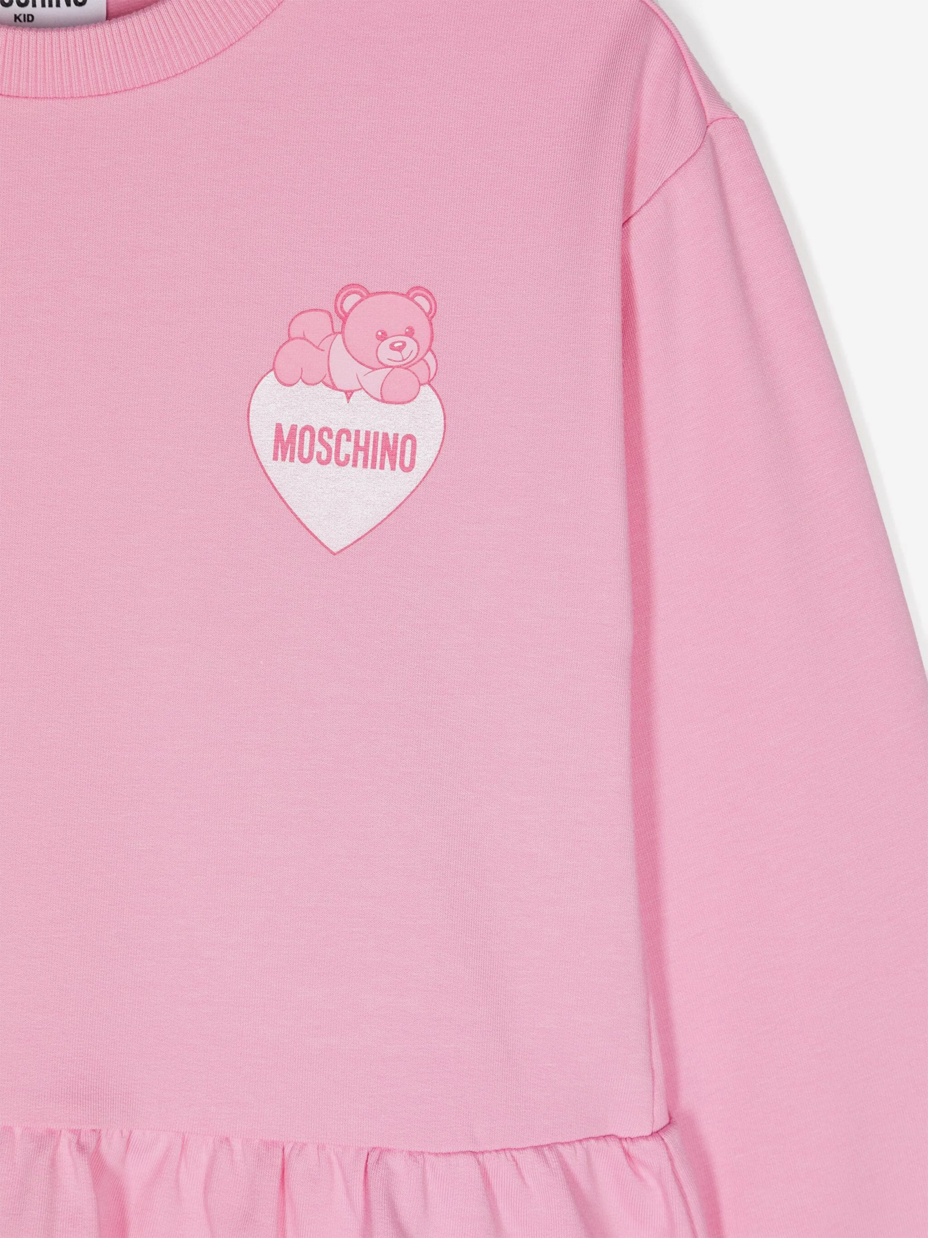 Moschino Girls Teddy Bear Logo Sweater Dress in Pink