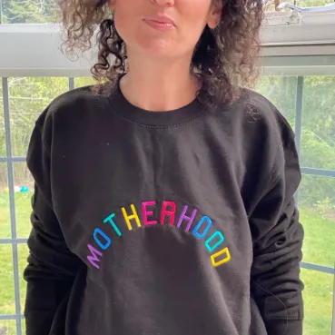 'Motherhood' Embroidered Black Sweatshirt