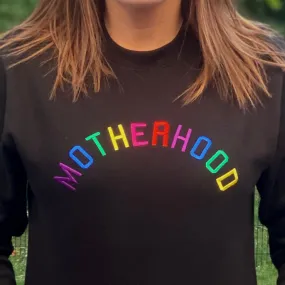 'Motherhood' Embroidered Black Sweatshirt