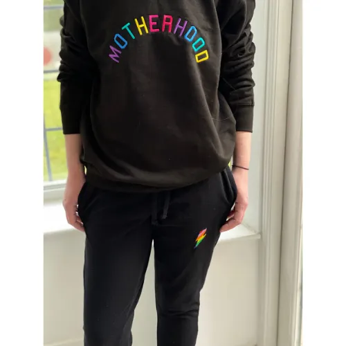 'Motherhood' Embroidered Black Sweatshirt