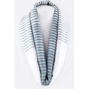 Navy & White Ombre Striped Infinity Scarf