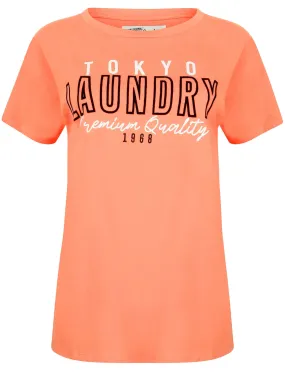 Nikita Motif Cotton Jersey T-Shirt In Sweet Peach - Tokyo Laundry