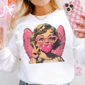 Online Exclusive | Bubblegum Cupid Valentine Graphic Sweatshirt in White